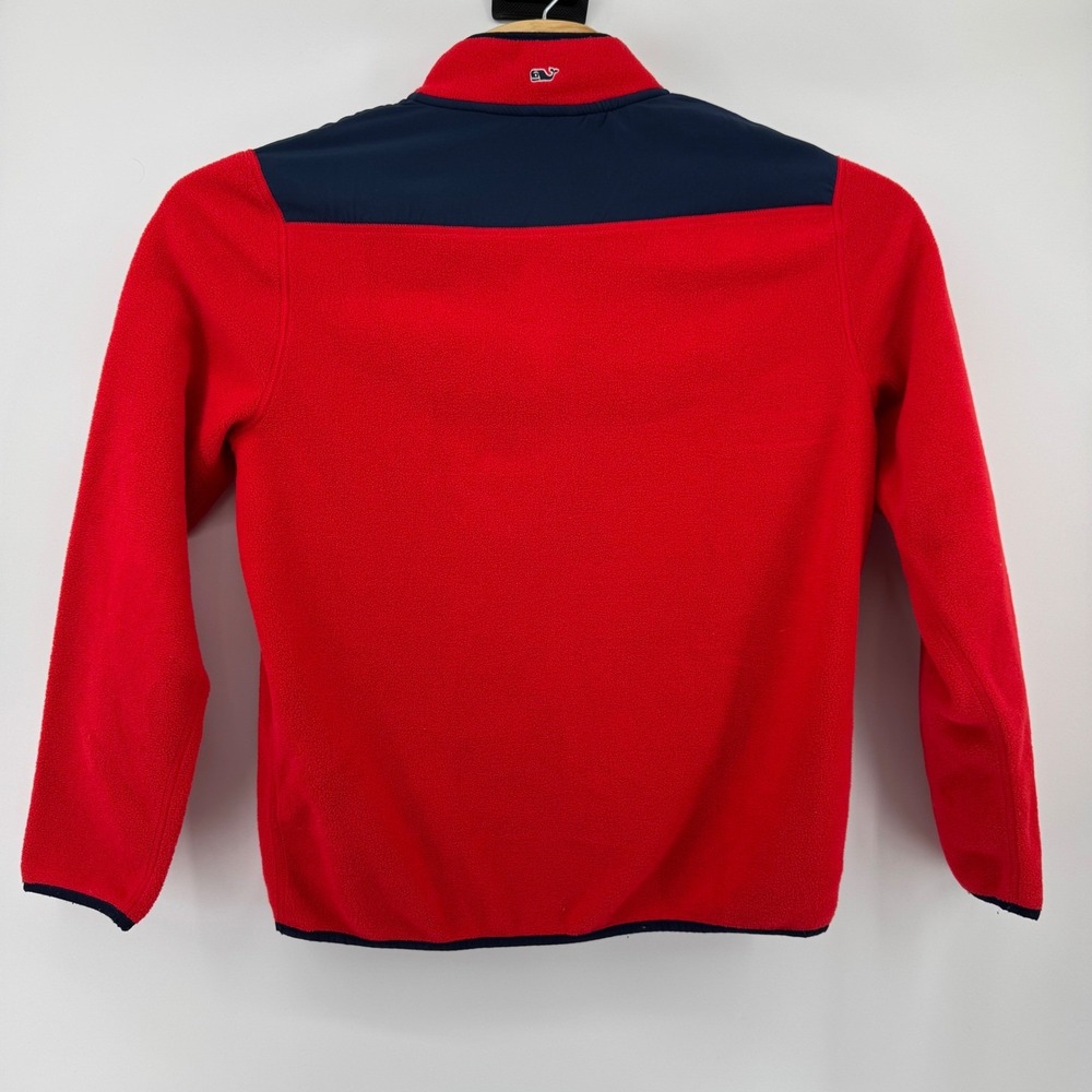 Vineyard Vines Shep Shirt Men Medium Red Navy Fleece Quarter Snap Pullover - Picture 3 of 7